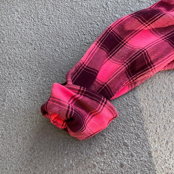 GAP | Women’s Long Sleeve Plaid Button-Up Flannel Shirt Pink Burgundy MEDIUM - Picture 10 of 14